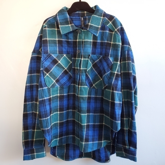 NWT Zara Oversized Plaid Overshirt Shacket Size XS - Picture 11 of 16